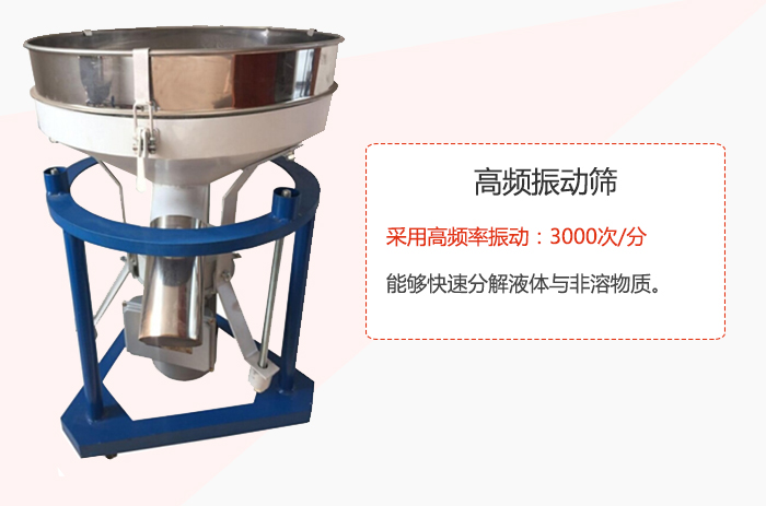 高頻振動篩采用高頻率振動：3000次/分 ，能夠快速分解液體與非溶物質。